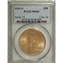 1911-S $20 MS64 PCGS.