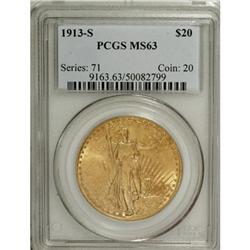 1913-S $20 MS63 PCGS.