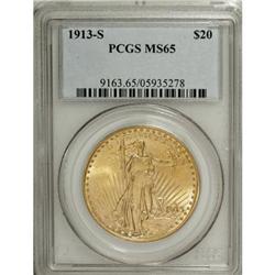 1913-S $20 MS65 PCGS.