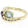 Image 6 : 14K Yellow Gold 1.21 ctw Oval Amethyst & Blue Topaz Bypass Ring w/ Round Diamond
