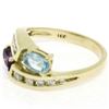 Image 9 : 14K Yellow Gold 1.21 ctw Oval Amethyst & Blue Topaz Bypass Ring w/ Round Diamond