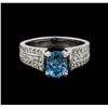 Image 2 : 2.25 ctw Blue Zircon and Diamond Ring - 18KT White Gold