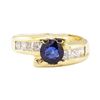 Image 2 : 1.67 ctw Blue Sapphire And Diamond Ring - 14KT Yellow Gold