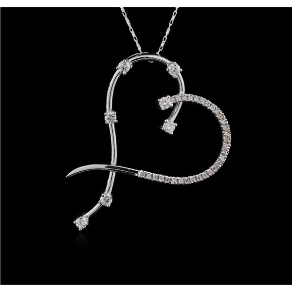 14KT White Gold 0.83 ctw Diamond Pendant With Chain