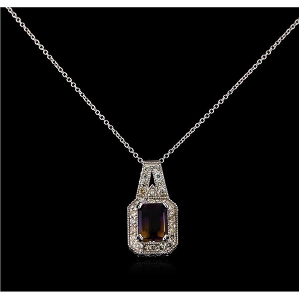 2.75 ctw Ametrine and Diamond Pendant With Chain - 14KT White Gold
