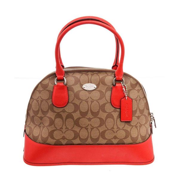 Coach Red Brown Cora Domed Satchel