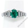 Image 1 : 14kt White Gold 1.33 ctw Emerald Solitaire and Baguette Diamond Step Ring