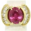 Image 5 : 18K Yellow Gold 6.54 ctw Oval Pink Tourmaline & Round Diamond Cocktail Ring