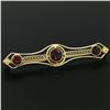 Image 3 : Antique Art Nouveau 14k Yellow Gold 2.20 ctw Old Round Garnet Filigree Bar Pin B