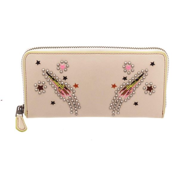 Coach White Leather Rocket Accordian Zippy Wallet