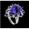 Image 4 : 16.06 ctw Tanzanite, Sapphire and Diamond Ring - 14KT White Gold