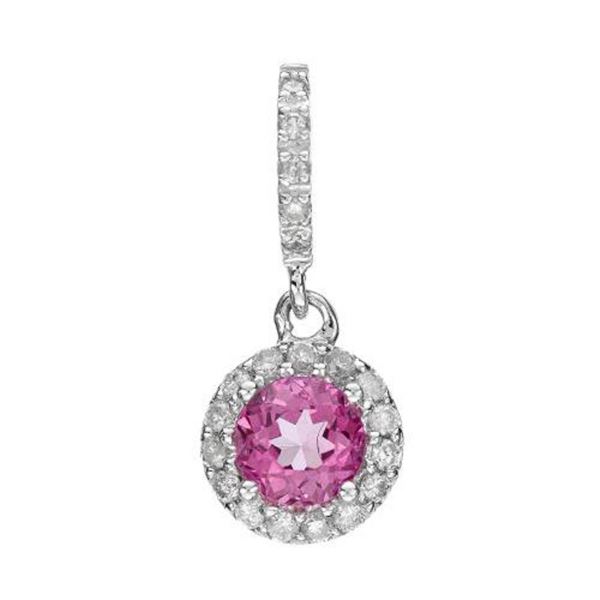 14k White Gold 0.90 ctw Pink Topaz and Diamond Pendant, (I1-I2/G-H)