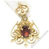 Image 4 : Vintage Victorian Revival 14K Yellow Gold 2.8 ctw Oval Garnet Open Dangle Earrin