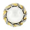 Image 1 : Vintage Handmade 18kt Two Tone Gold Mabe Pearl & 0.25 ctw Diamond Ring