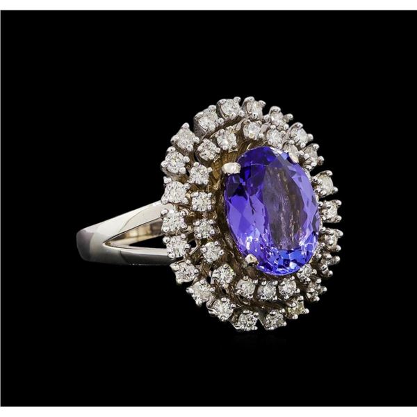 14KT White Gold 4.34 ctw Tanzanite and Diamond Ring