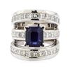Image 2 : 7.40 ctw Sapphire and Diamond Ring - 18KT White Gold