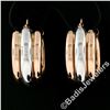 Image 2 : New 14kt Rose & White Gold Triple Puffed Tube Round Hoop Earrings
