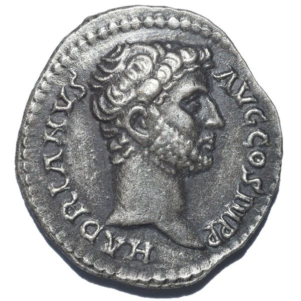134/138 AD roman empire hadrian denarius silver coin