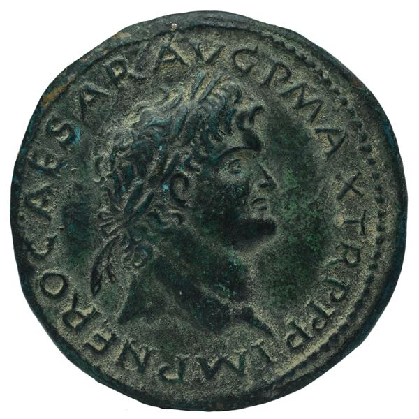 66 AD roman empire nero & dupondius copper coin