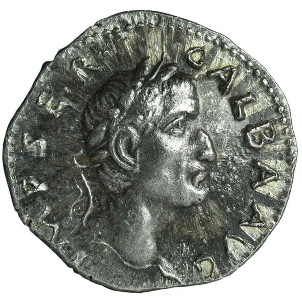 68/69 AD roman empire galba denarius silver coin