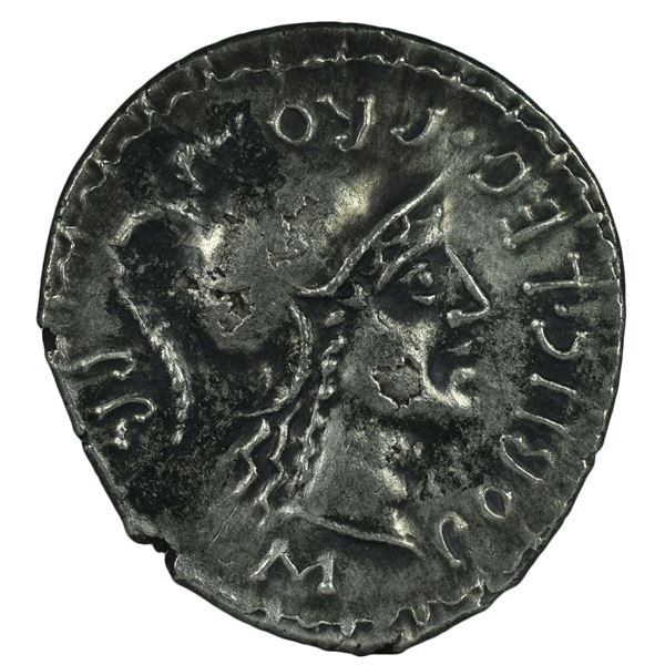 46/45 BC roman empire gnaeus pompey denarius silver coin