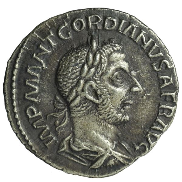 238 AD roman empire gordian l africanus denarius silver coin