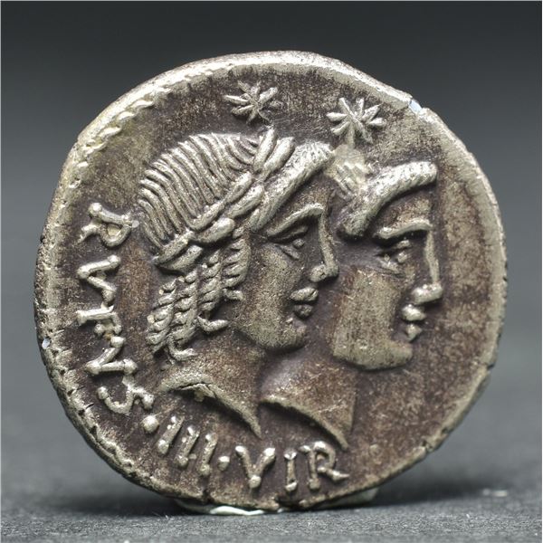 46 BC roman mn.cordius rufus denarius silver coin