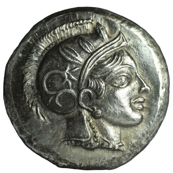 454 BC greek athenian owl crest tetradrachm silver coin