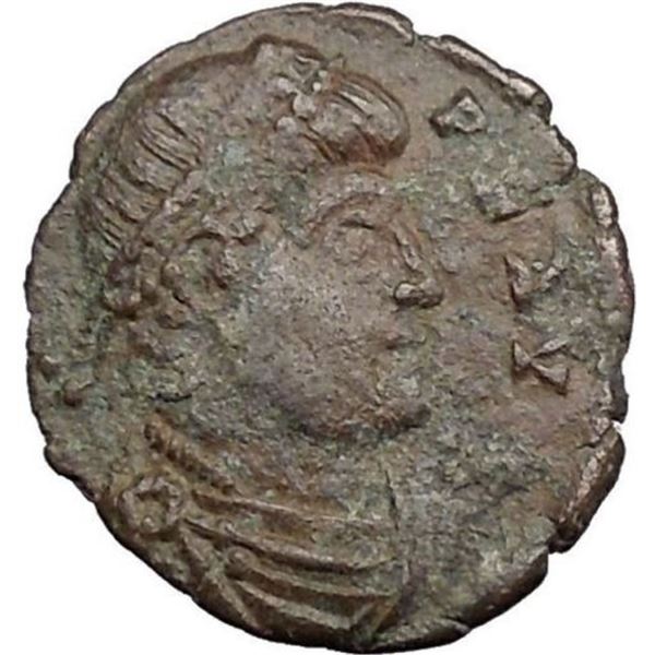 364/378 AD roman valens w labarum ancient bronze coin