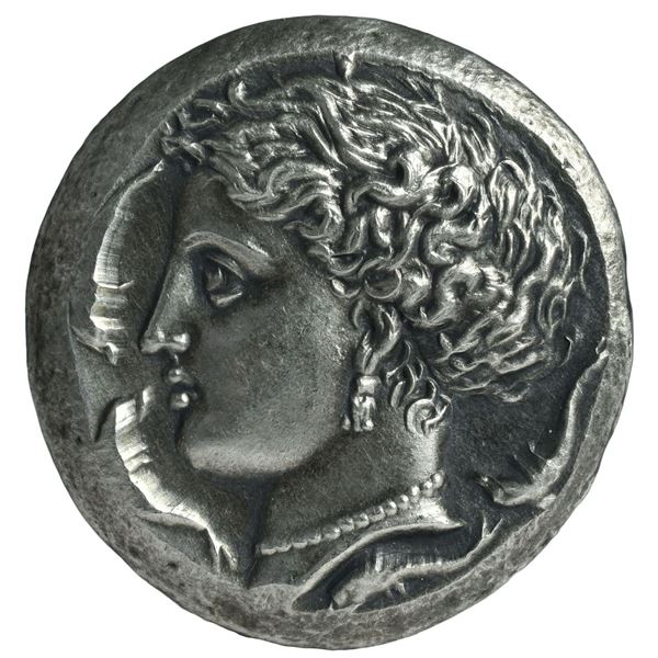 405/367 BC greek syracuse sicily dekadrachm silver coin