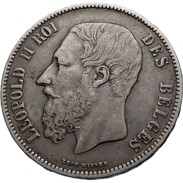 1873/belgium king leopold francs silver coin