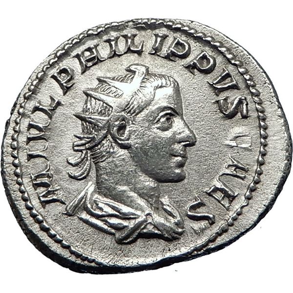 247/249 AD roman philip ll caesar ancient silver antoninianus coin