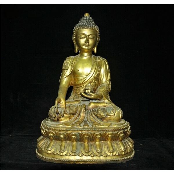 yongle mark gilt bronze shakyamuni buddha figure