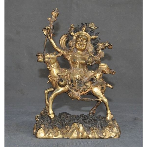 qing dynasty gilt bronze mahakala buddha figure