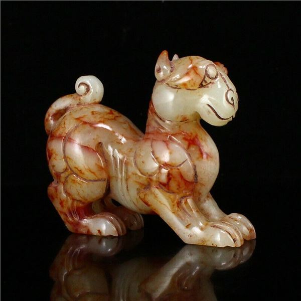 qing dynasty natural hetian jade beast statue