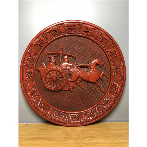 qianlong period lacquer wood horse vehicle plate