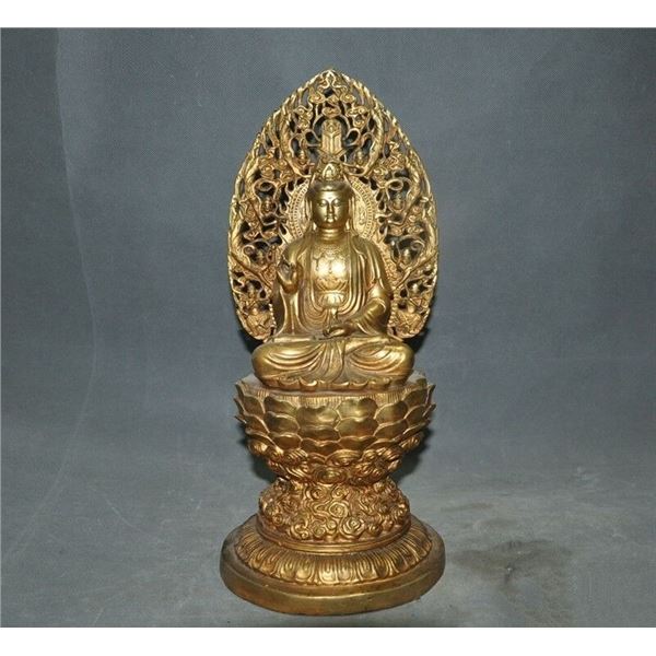 qing dynasty gilt bronze guanyin buddha figure