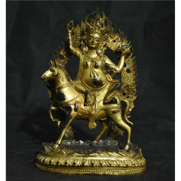 qing dynasty gilt bronze kwanyin buddha figure