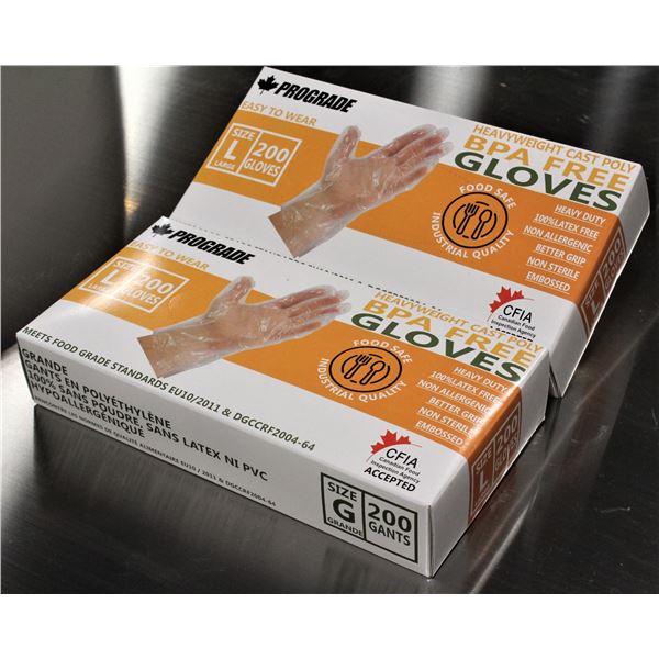 2 SEALED BOXES OF PROGRADE FOOD SAFE POLY GLOVES