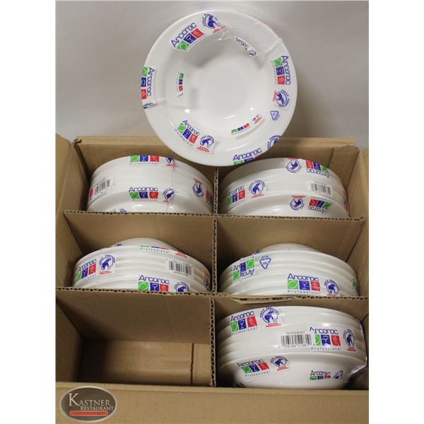 CASE OF 36 NEW ARCOROC ALEA RIMMED BOWLS 6.25OZ