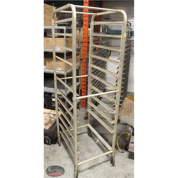 12 SLOT ALUMINUM COMMERCIAL BAKERS RACK ON CASTORS