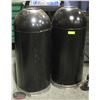 TWO CIRCULAR DOME TRASH CANS W/ 1 LINER BIN