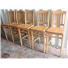 Image 1 : GROUP OF 5 LIGHT-BROWN BAR HEIGHT WOODEN CHAIRS