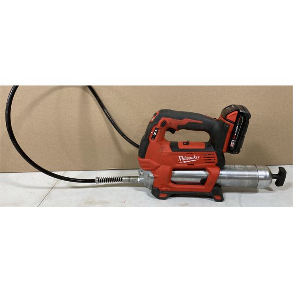MILWAUKEE BATTERY POWERED GREASE GUN - AS NEW