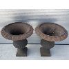 Image 1 : LOT OF 2 CAST GARDEN URNS - 24" H & 19" D