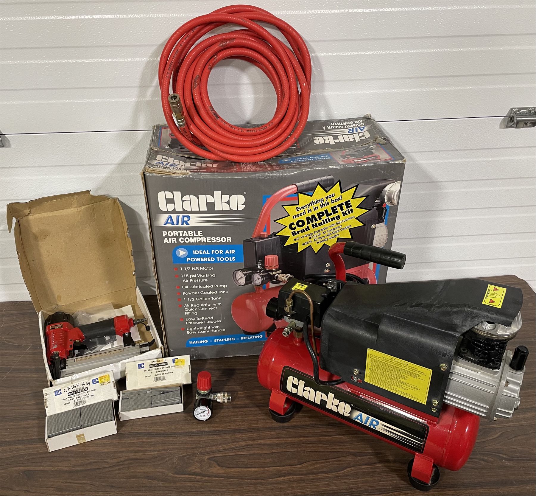 CLARKE PORTABLE AIR COMPRESSOR WITH BRAD NAILER
