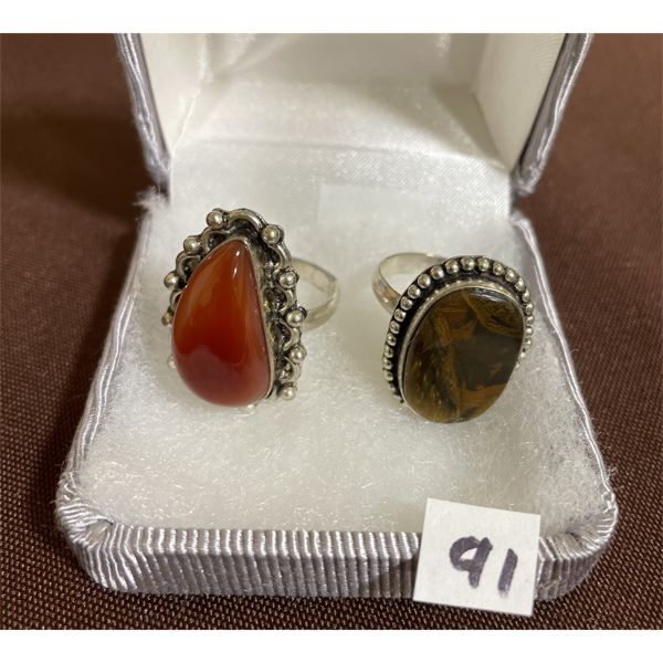 LOT OF 2 925 AGATE RINGS