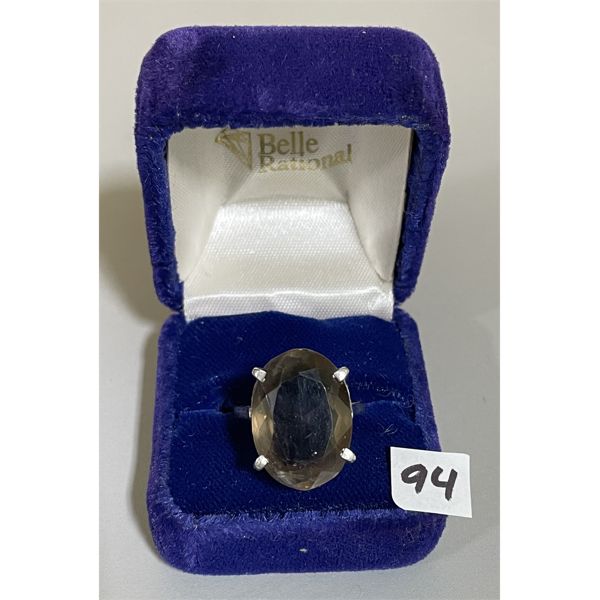 SMOKY TOPAZ RING - SZ 8 - NO MARKINGS