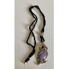 Image 1 : JYY SS PURPLE JADE, RUBY & CZ OWL PENDANT W/ SILK CORD