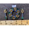 Image 1 : VINTAGE COSTUME JEWELRY - GREEN AND BLUE STONE BROOCH AND EARRING SET